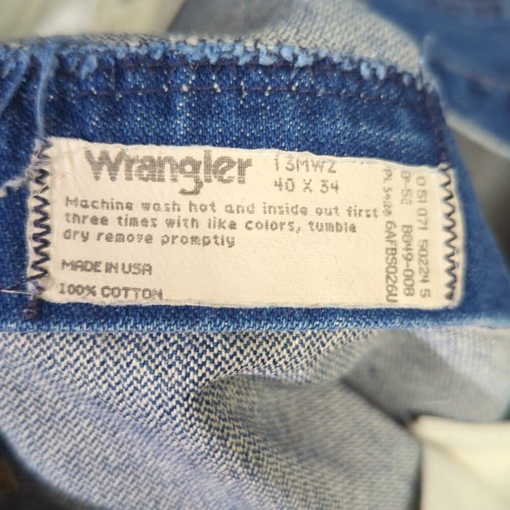 Wrangler VTG Jeans Men's 40x34 Fits 38x30 Blue 13MWZ Cowboy Cut Western USA Made - Picture 11 of 12